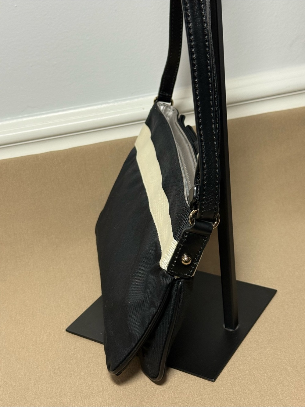 Kate Spade Barrow Street Tenley Nylon Bow Crossbody - Black/Cream - Picture 5 of 10